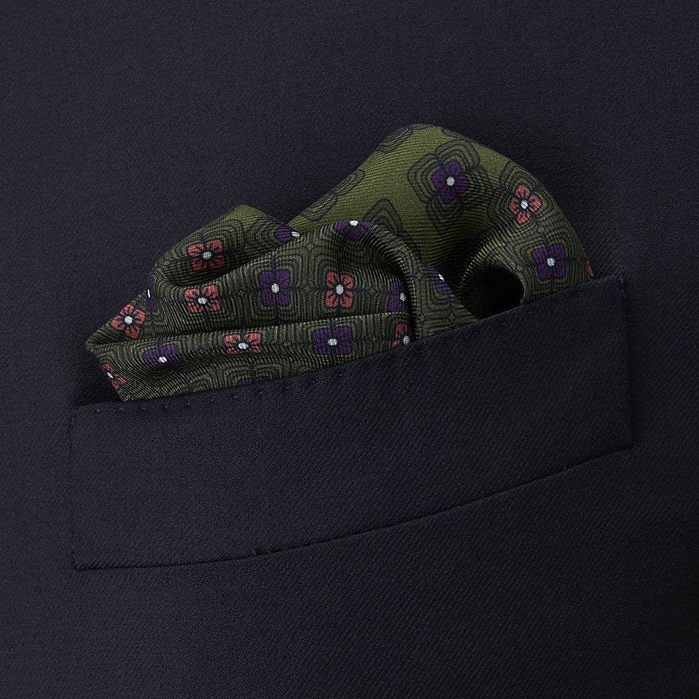 Green Rose Silk Pocket Square