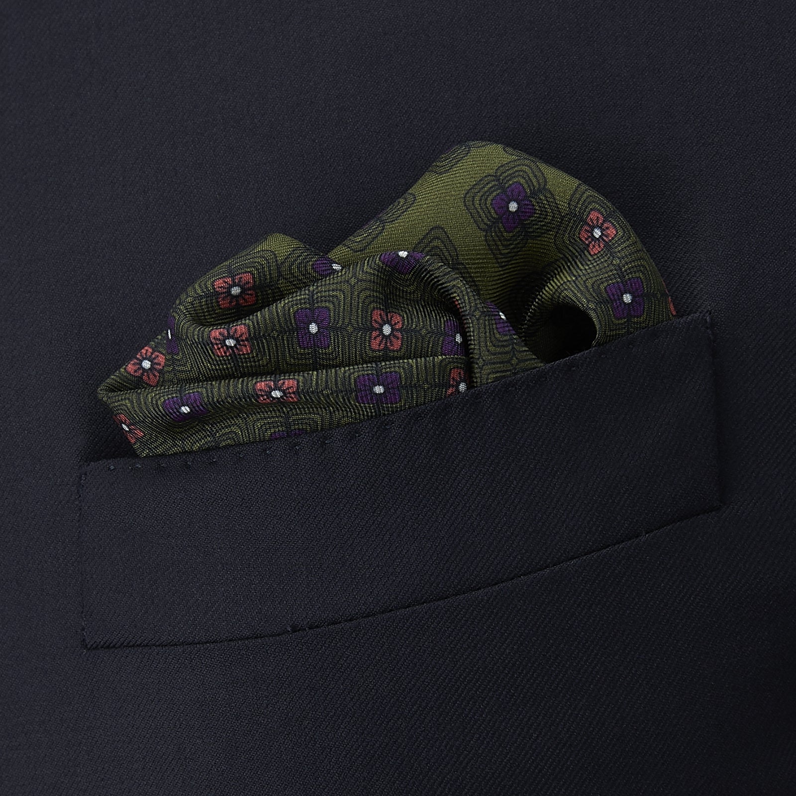 View 4 of product Green Rose Silk Pocket Square
