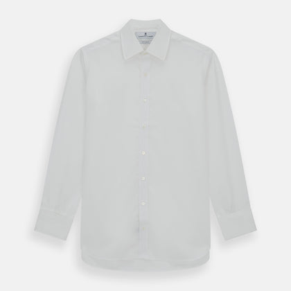 Plain White Cotton Shirt with T&A Collar and Double Cuffs