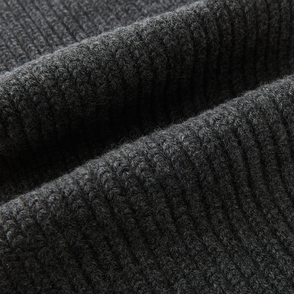 Graphite Rib-Knit Cashmere Scarf