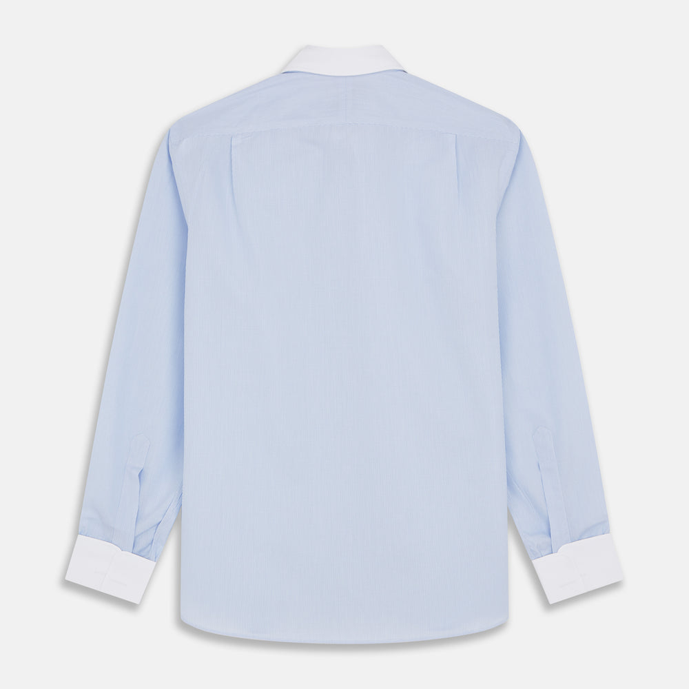 Micro Blue Check with White Collar and Cuff Shirt