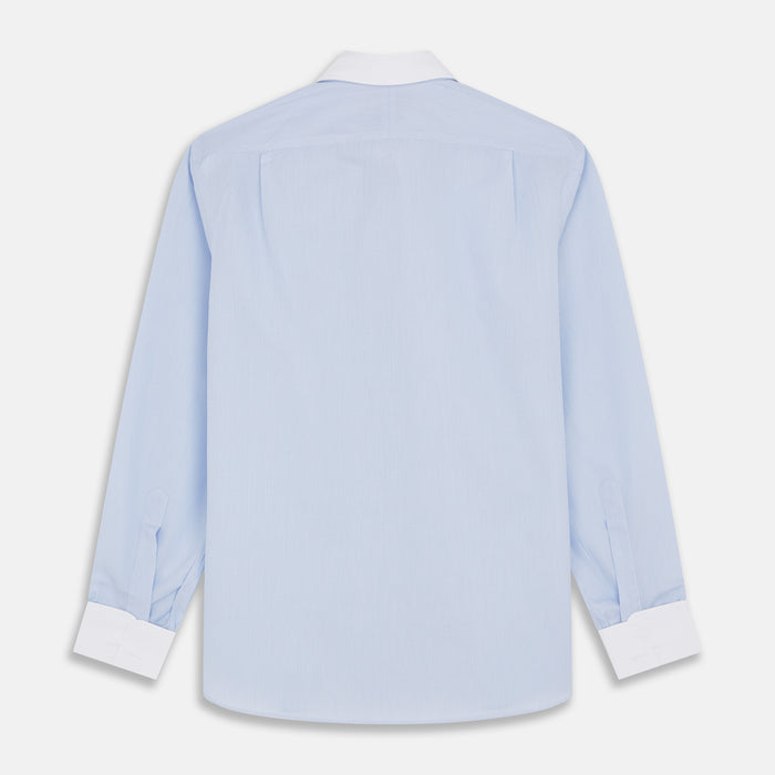 Micro Blue Check with White Collar and Cuff Shirt Image 4