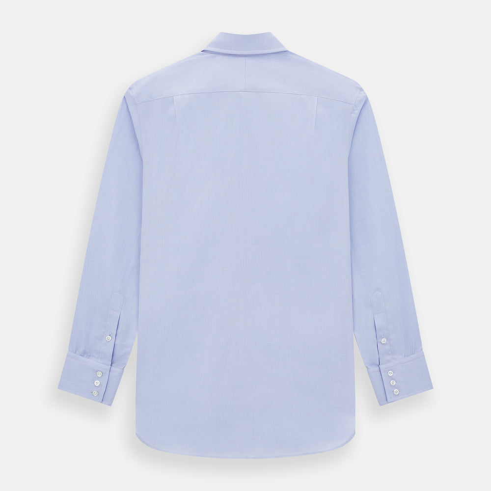 BLUE HERRINGBONE TAILORED FIT SHIRT WITH KENT COLLAR