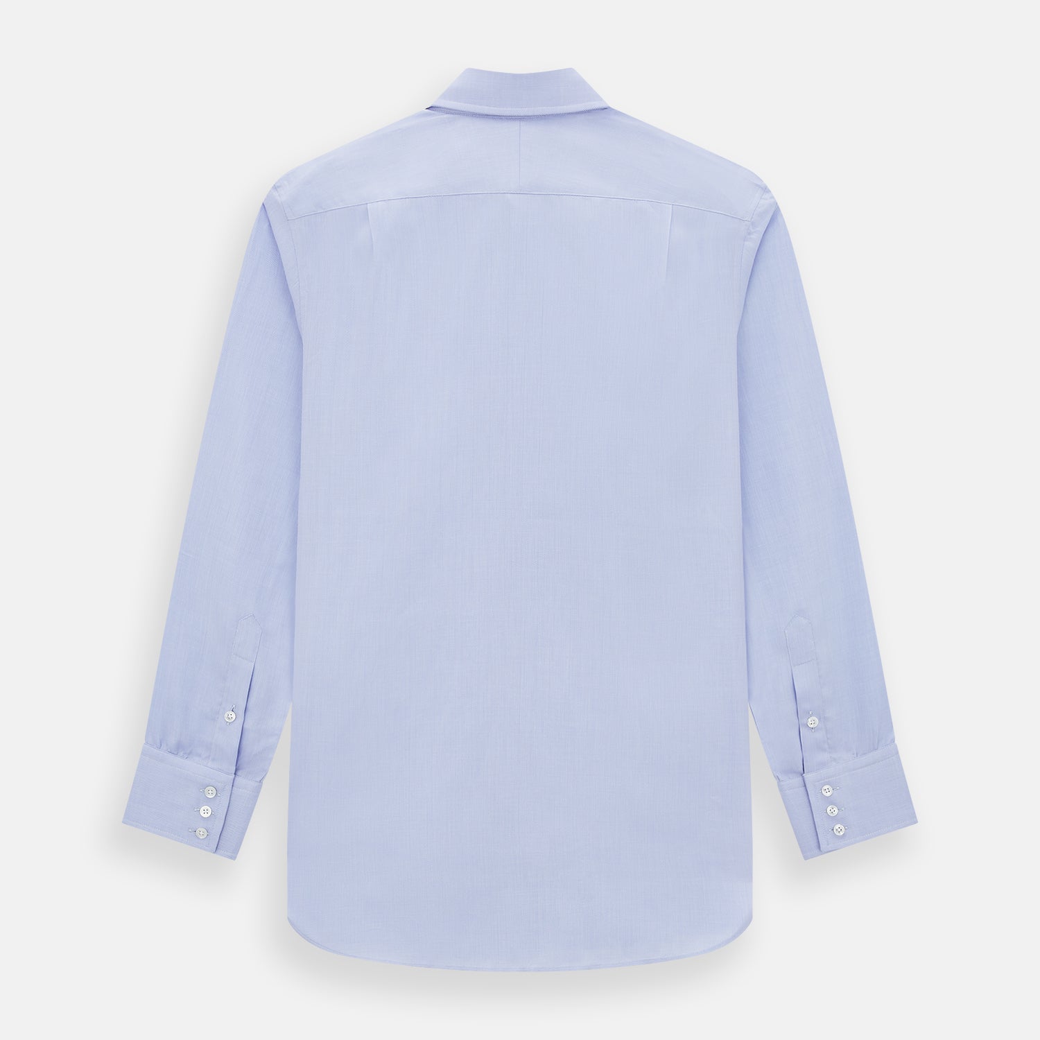 View 3 of product BLUE HERRINGBONE TAILORED FIT SHIRT WITH KENT COLLAR