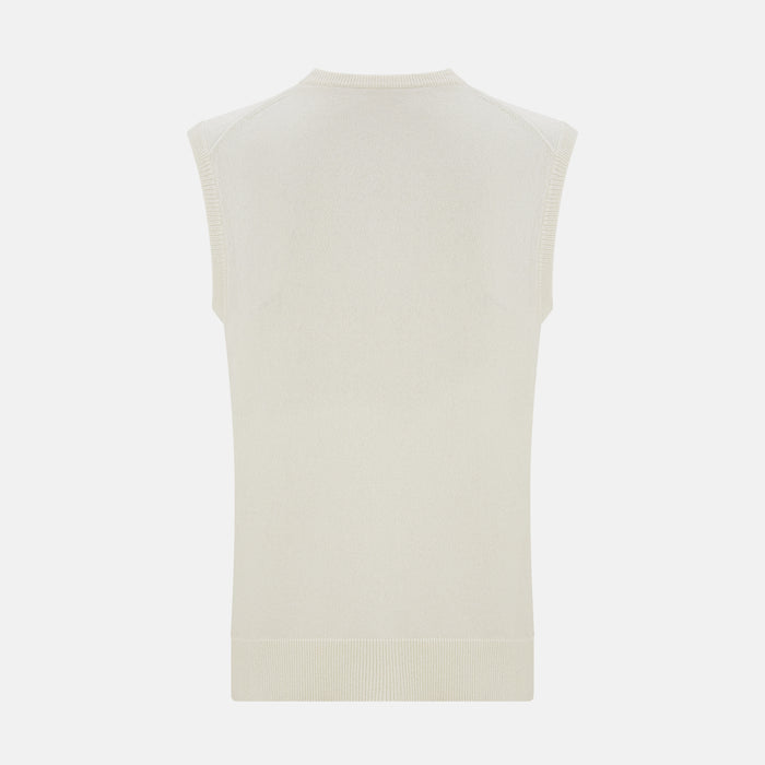 Ivory Cashmere V-neck Vest Image 2