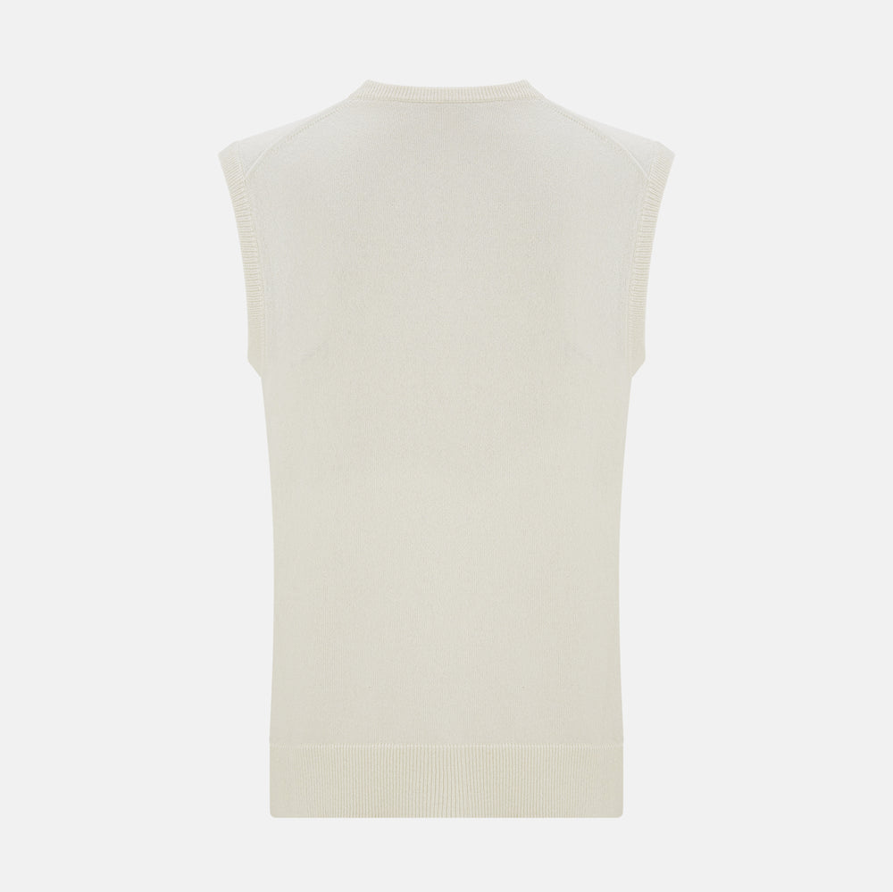 Ivory Cashmere V-neck Vest