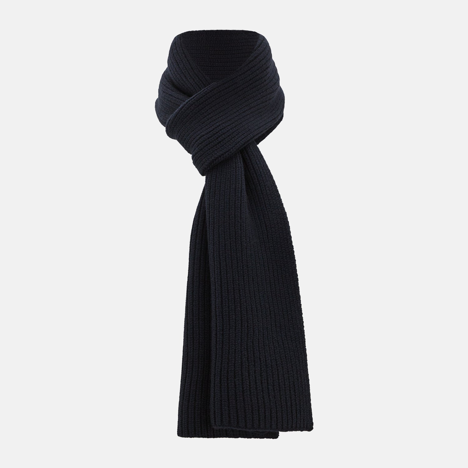 View 1 of product Navy Rib-Knit Cashmere Scarf