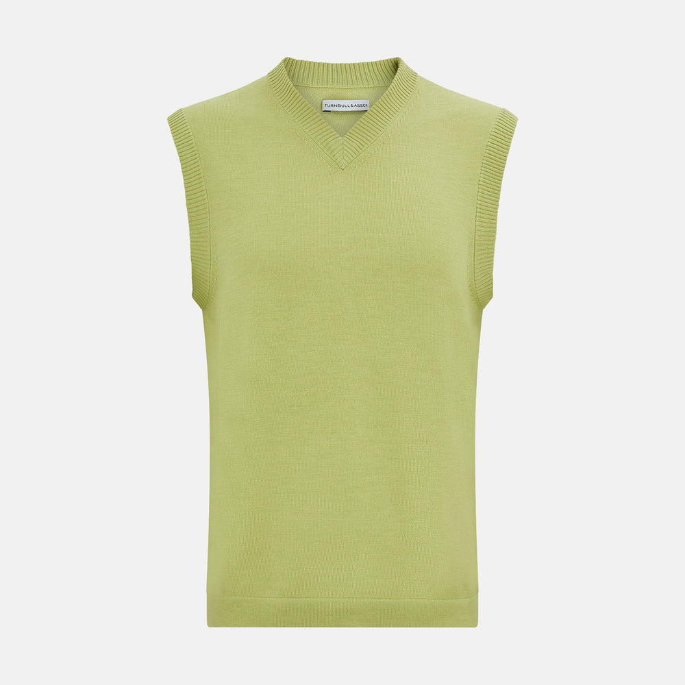 Melon Green Fine Merino V-Neck Vest
