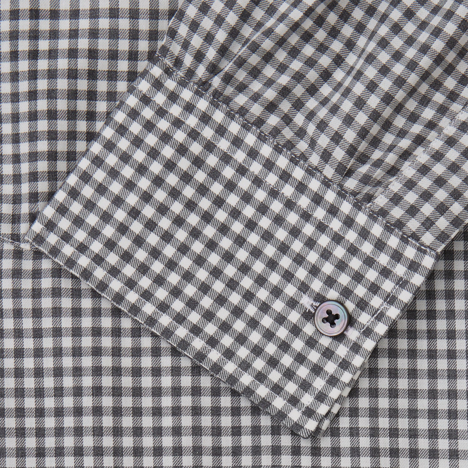 View 4 of product Grey Check Weekend Fit Flannel Shirt with Derby Collar and 1-Button Cuffs