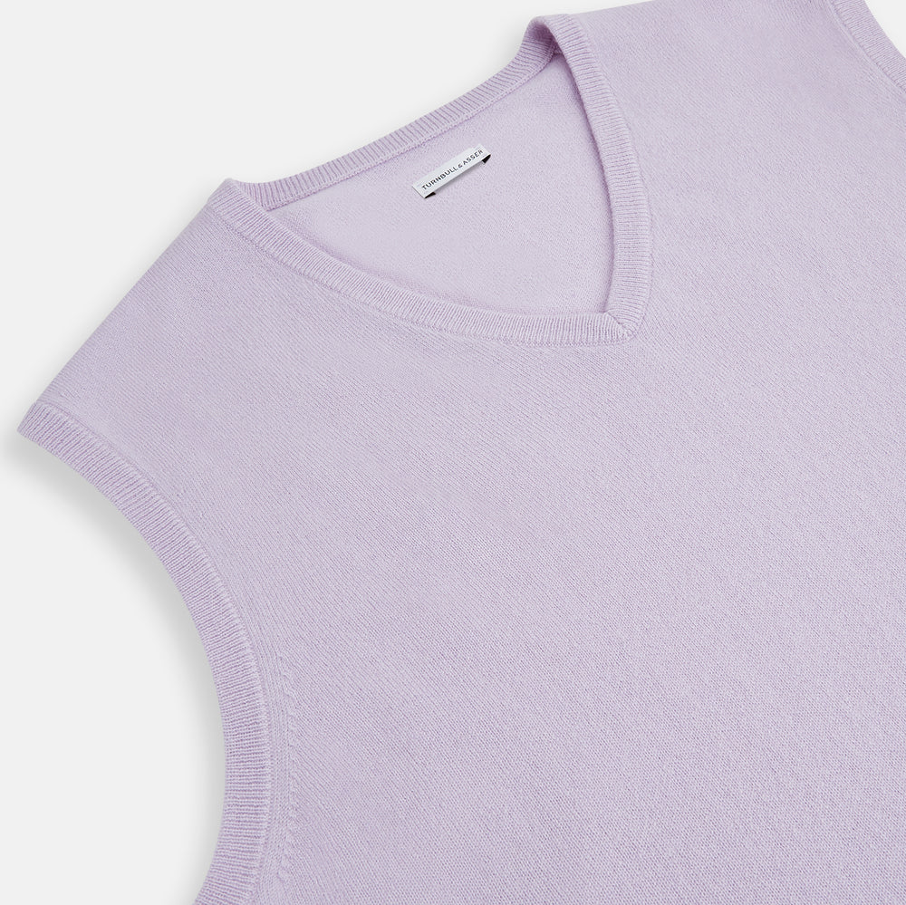 Lilac Cashmere V-Neck Vest