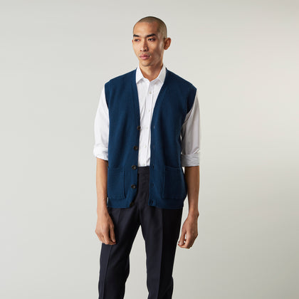 Navy Sleeveless Cashmere Cardigan Image 2