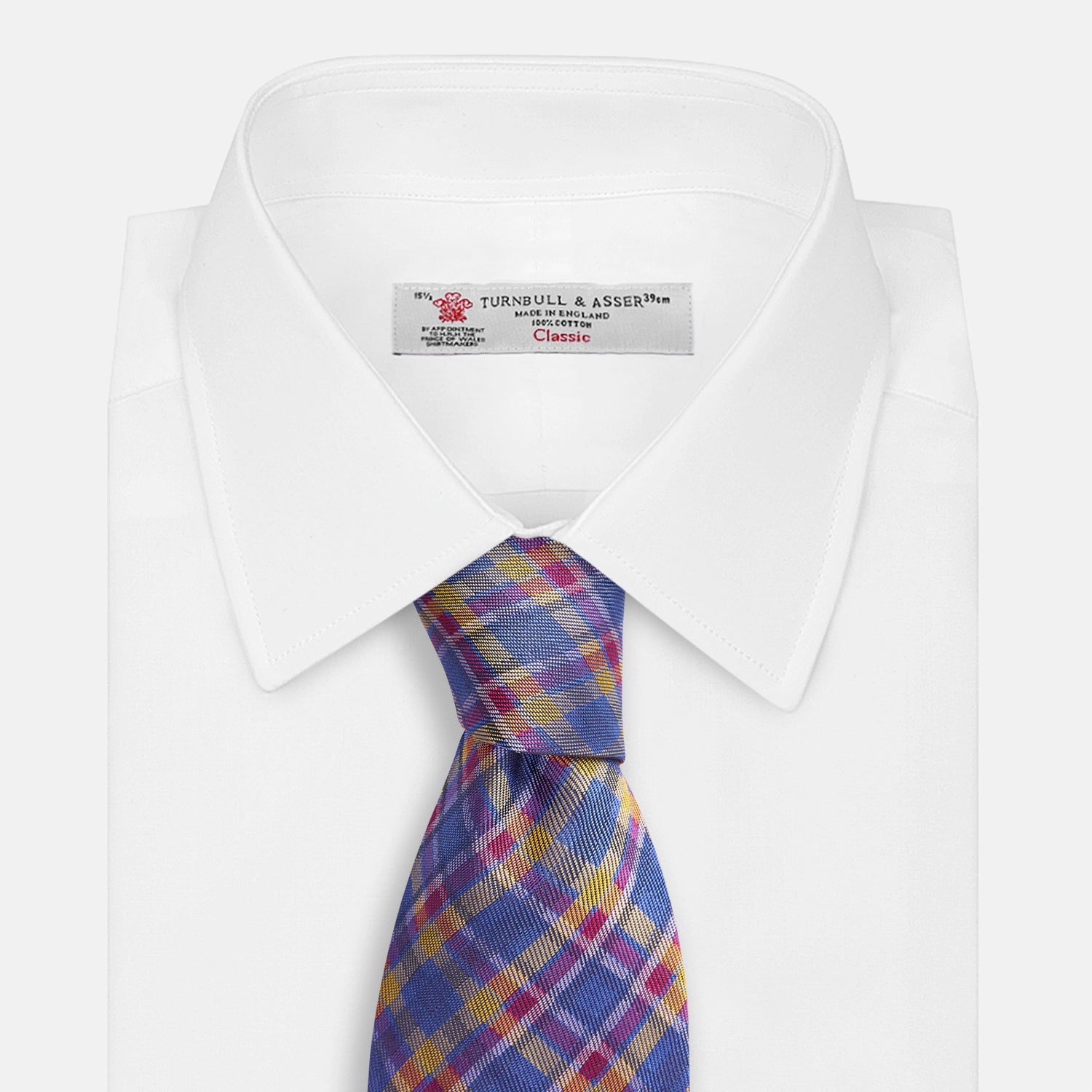 View 4 of product Blue Multi Tartan Silk Tie