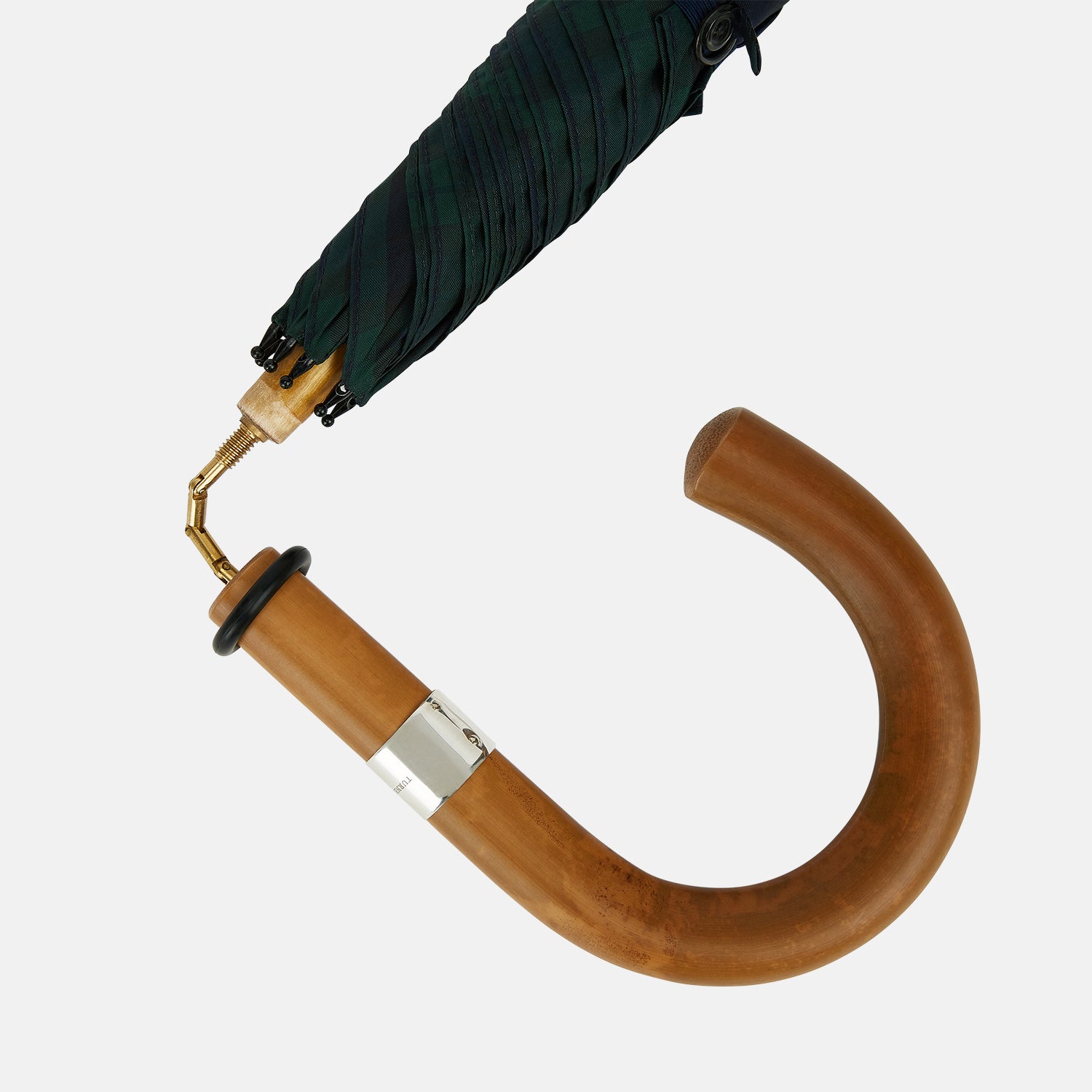 View 4 of product Black Watch Tartan Traveller Umbrella with Malacca Crook Handle