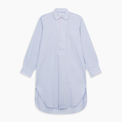 Blue and Pink Stripe Poplin Cotton Nightshirt Image 5