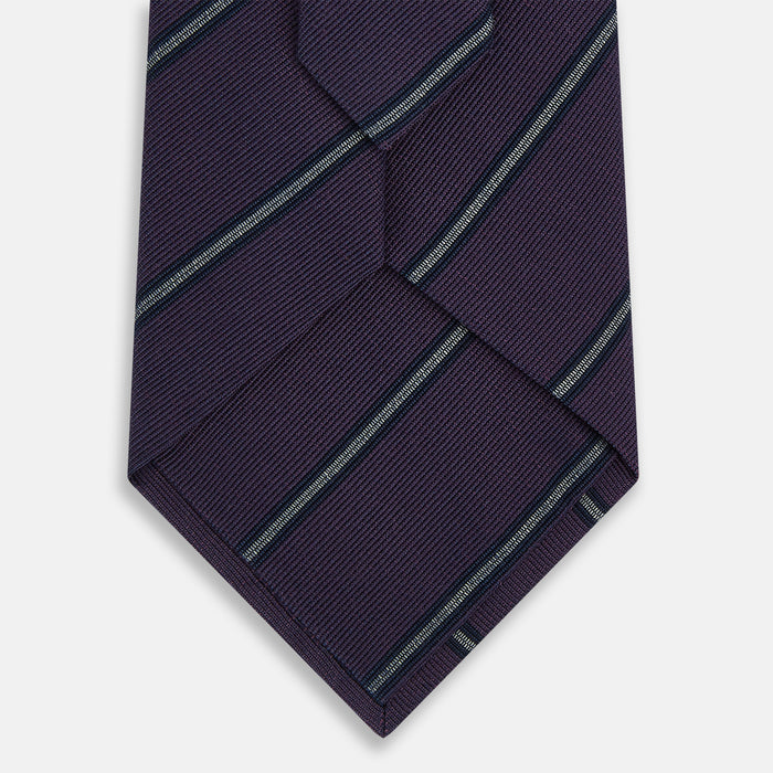 Purple Multi Stripe Silk Blend Tie Image 2