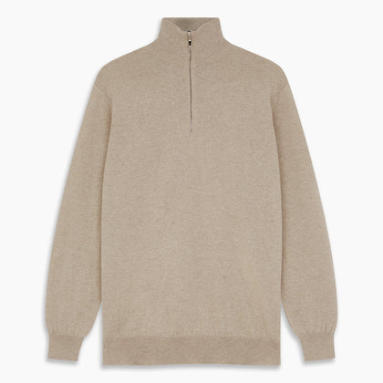 Beige Lennox Half-Zip Jumper Image 3