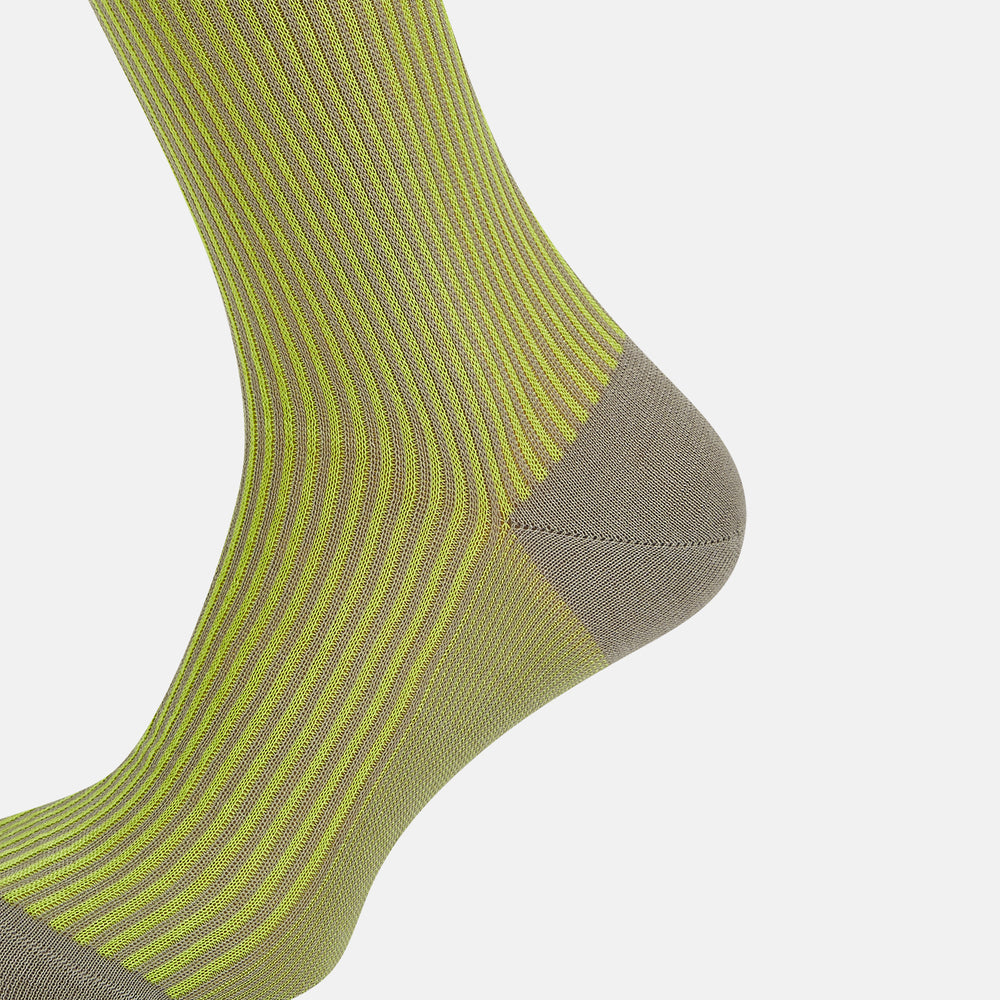 Lime/grey Thin Striped Long Socks