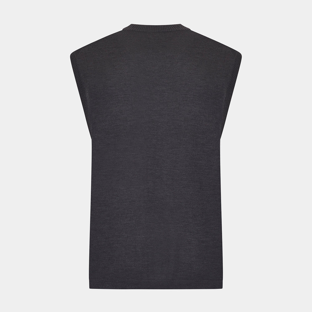Brown Fine Merino V-Neck Vest