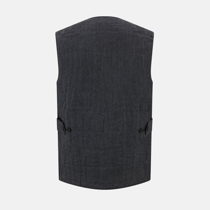 Ash Quilted Linen Herringbone Waistcoat Image 2