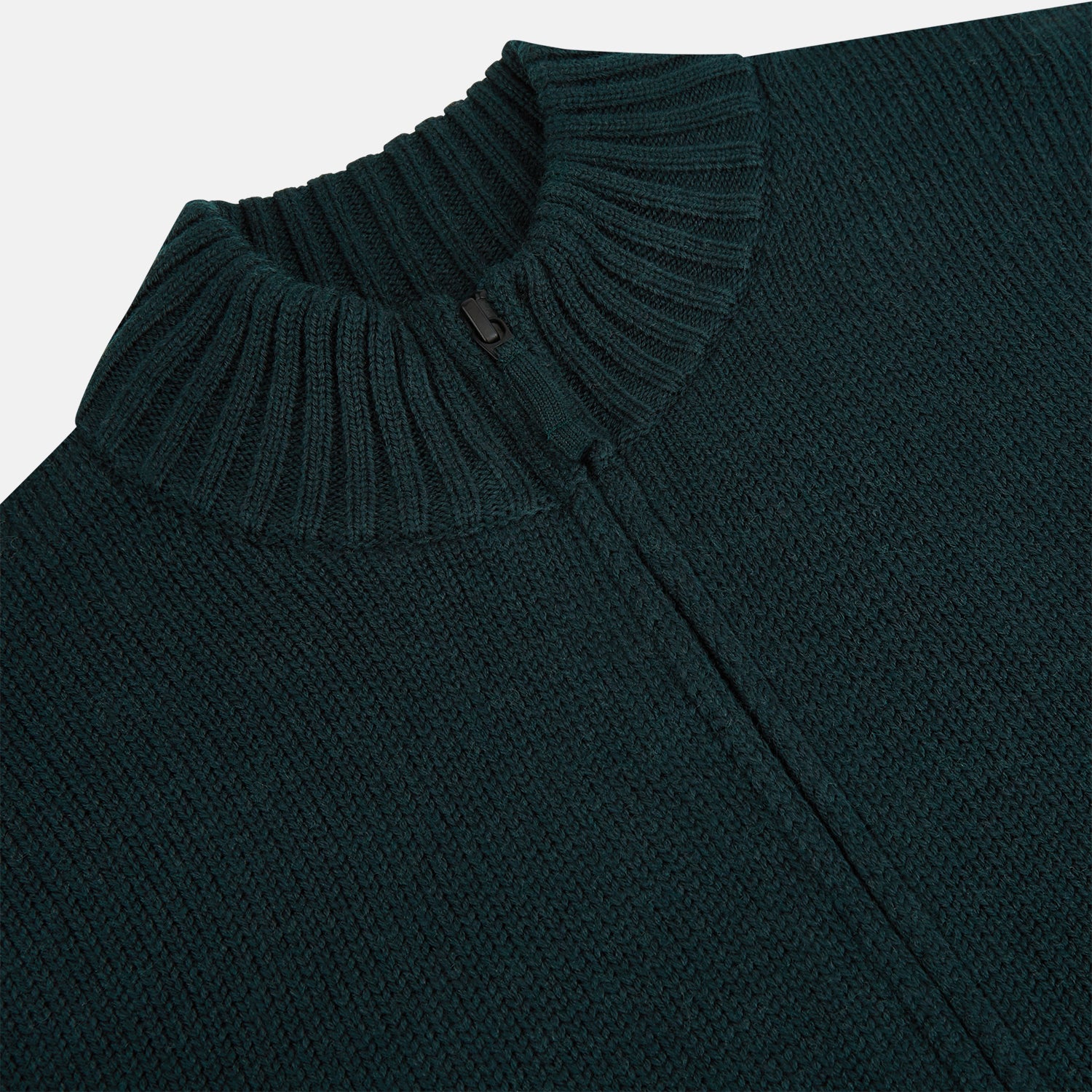 View 2 of product Forest Green Merino High Neck Zipped Cardigan