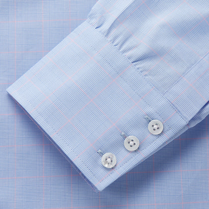 Blue and Pink Prince of Wales Check Mayfair Shirt Image 4