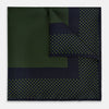 Navy and Kelly Green Dot Silk Pocket Square