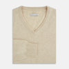 View 4 of product Ivory Cashmere V-Neck Jumper