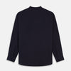 View 5 of product Navy Military Weekend Fit Cotton & Wool Shirt with Stand Collar and 1 Button Cuffs