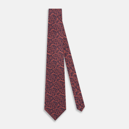 Orange Paisley Silk Tie