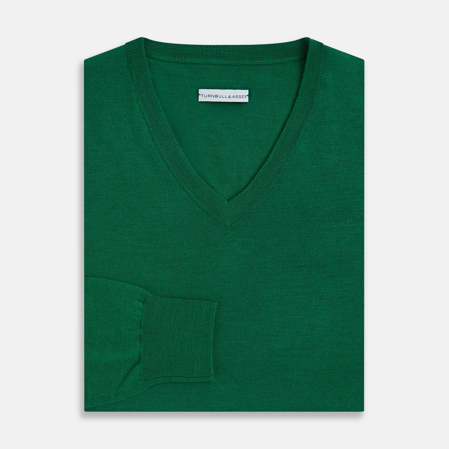 Hunter Green Fine Merino V-Neck Jumper