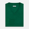 View 4 of product Hunter Green Fine Merino V-Neck Jumper