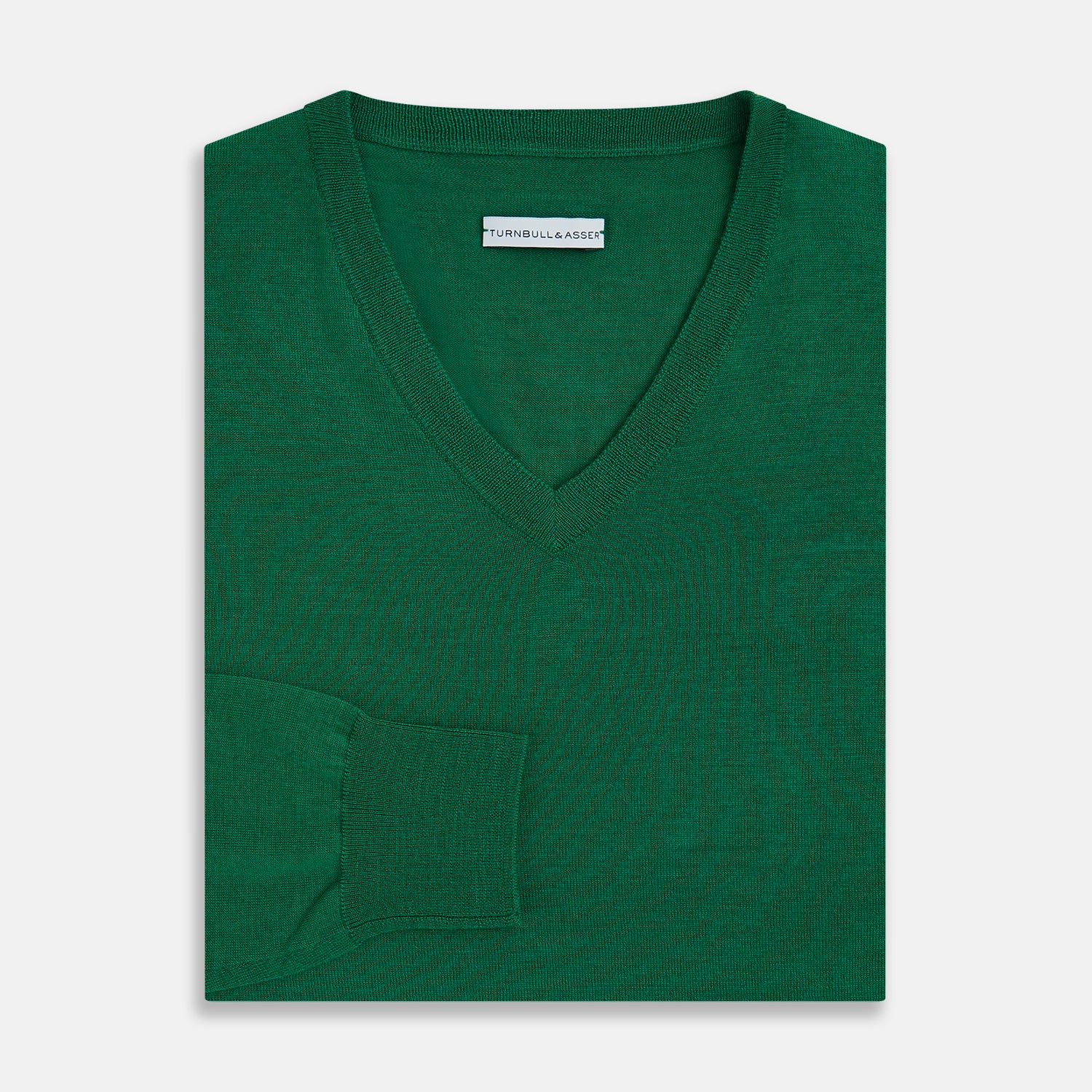 View 4 of product Hunter Green Fine Merino V-Neck Jumper