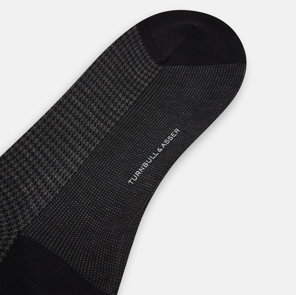 Charcoal Melange Houndstooth Mid-Length Socks