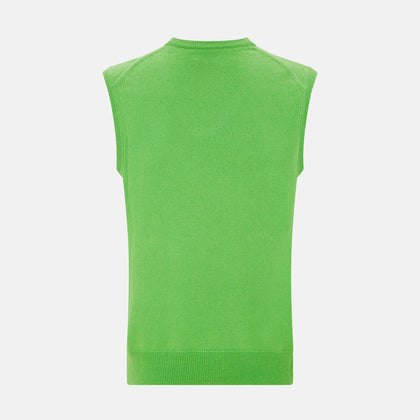 Bright Green V-neck Cashmere Vest Image 2