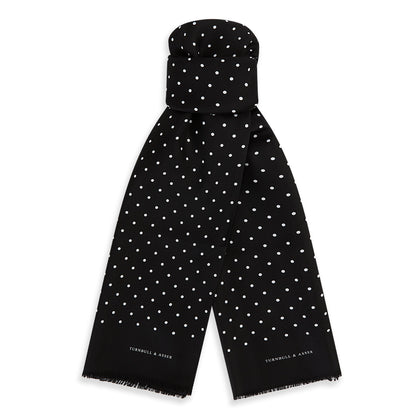 Black and White Spotted Silk Scarf Image 3