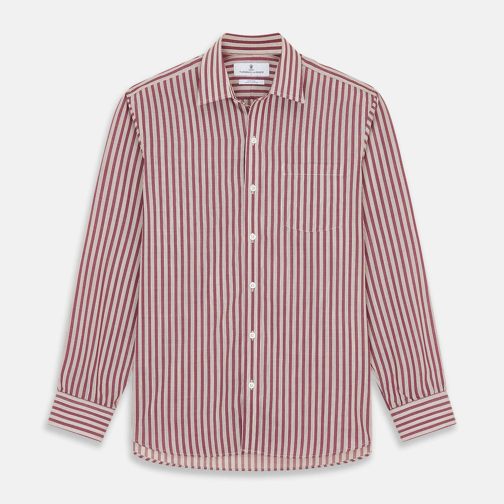 Burgundy Multi Stripe Wool Fabric
