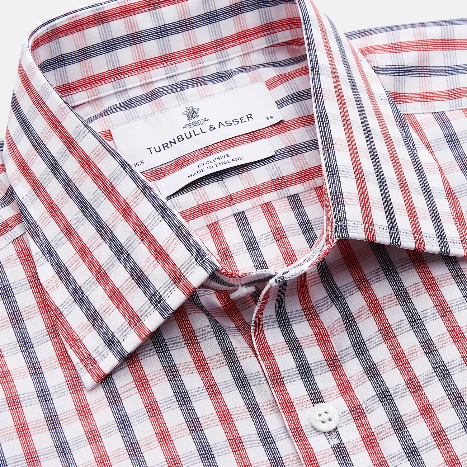 View 5 of product Navy and Red Check Cotton Regular Fit Mayfair Shirt
