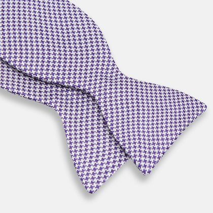 Purple and White Hounstooth Silk Bow Tie Image 2