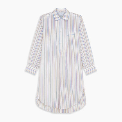 Colourful Garden Multi Stripe Cotton Sussex Nightshirt Image 5