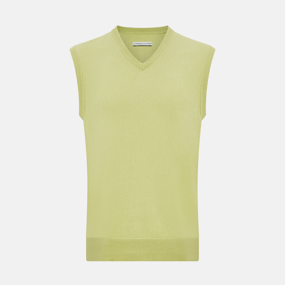 Melon Green V-neck Cashmere Vest