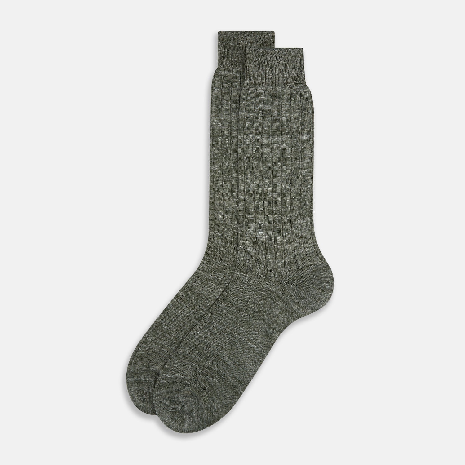 View 2 of product Forest Green Linen Mid-Length Socks