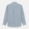 Pale Blue Multi Stripe Weekend Fit Wool Shirt with Derby Collar and 1 Button Cuffs