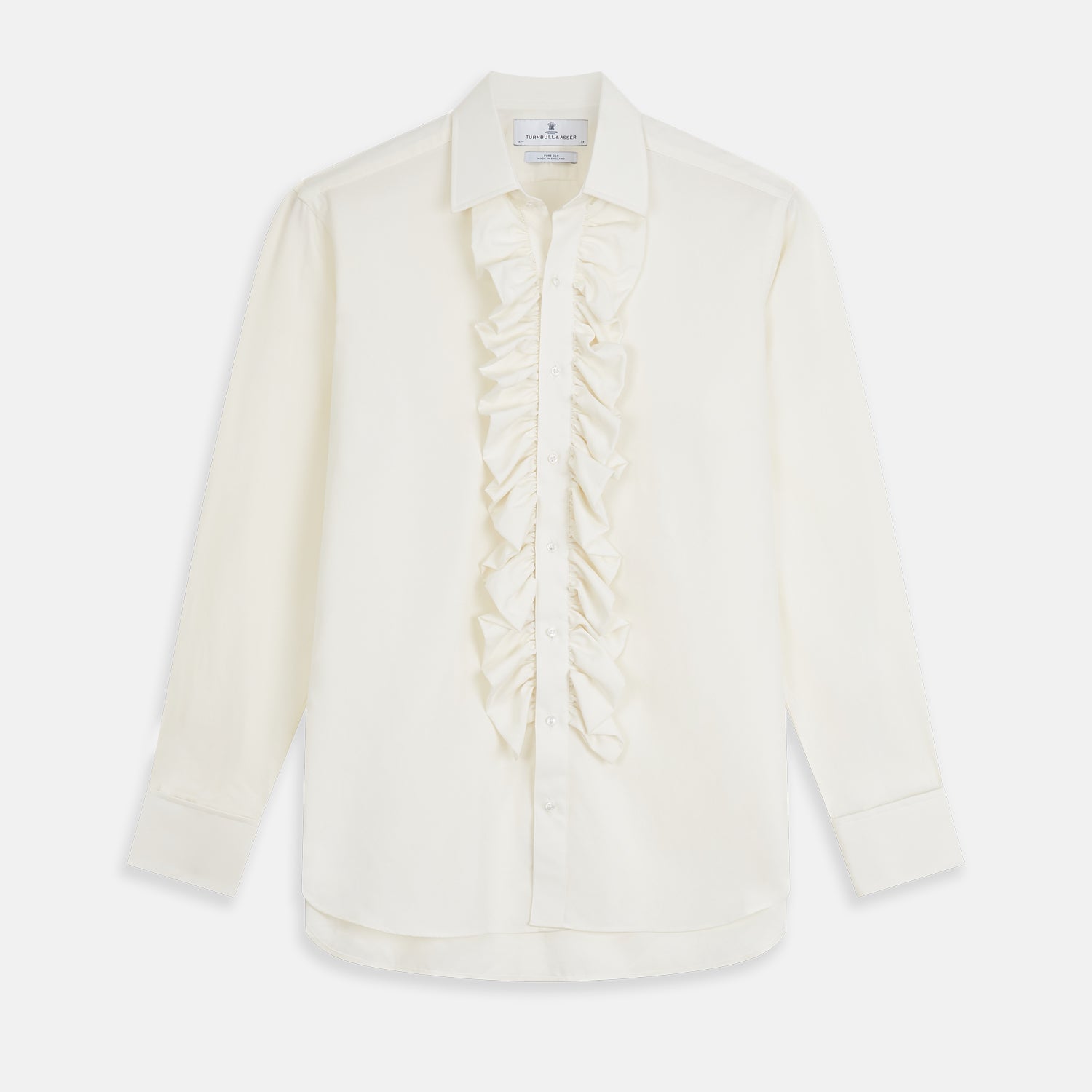 Cream Silk Regular Fit Ruffle-Front Wilfred Shirt – Turnbull & Asser US