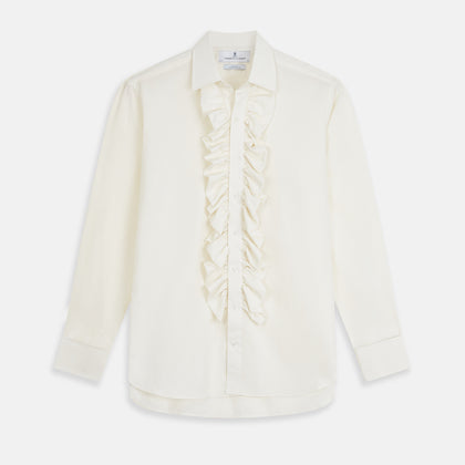 Cream Silk Regular Fit Ruffle-Front Wilfred Shirt Image 1