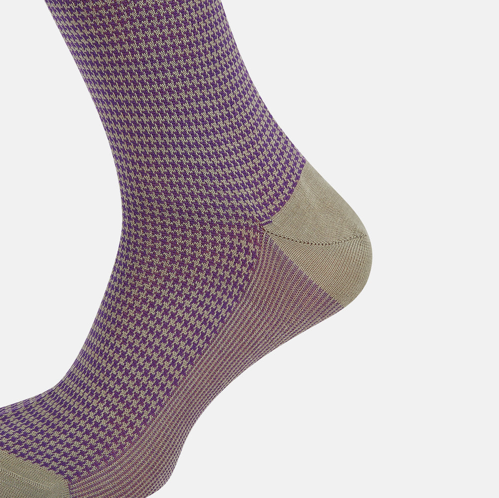 Concrete Houndstooth Mid-Length Socks