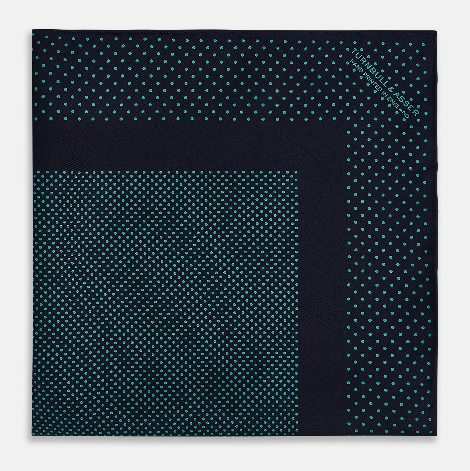 Navy and Petrol Green Dot Silk Pocket Square