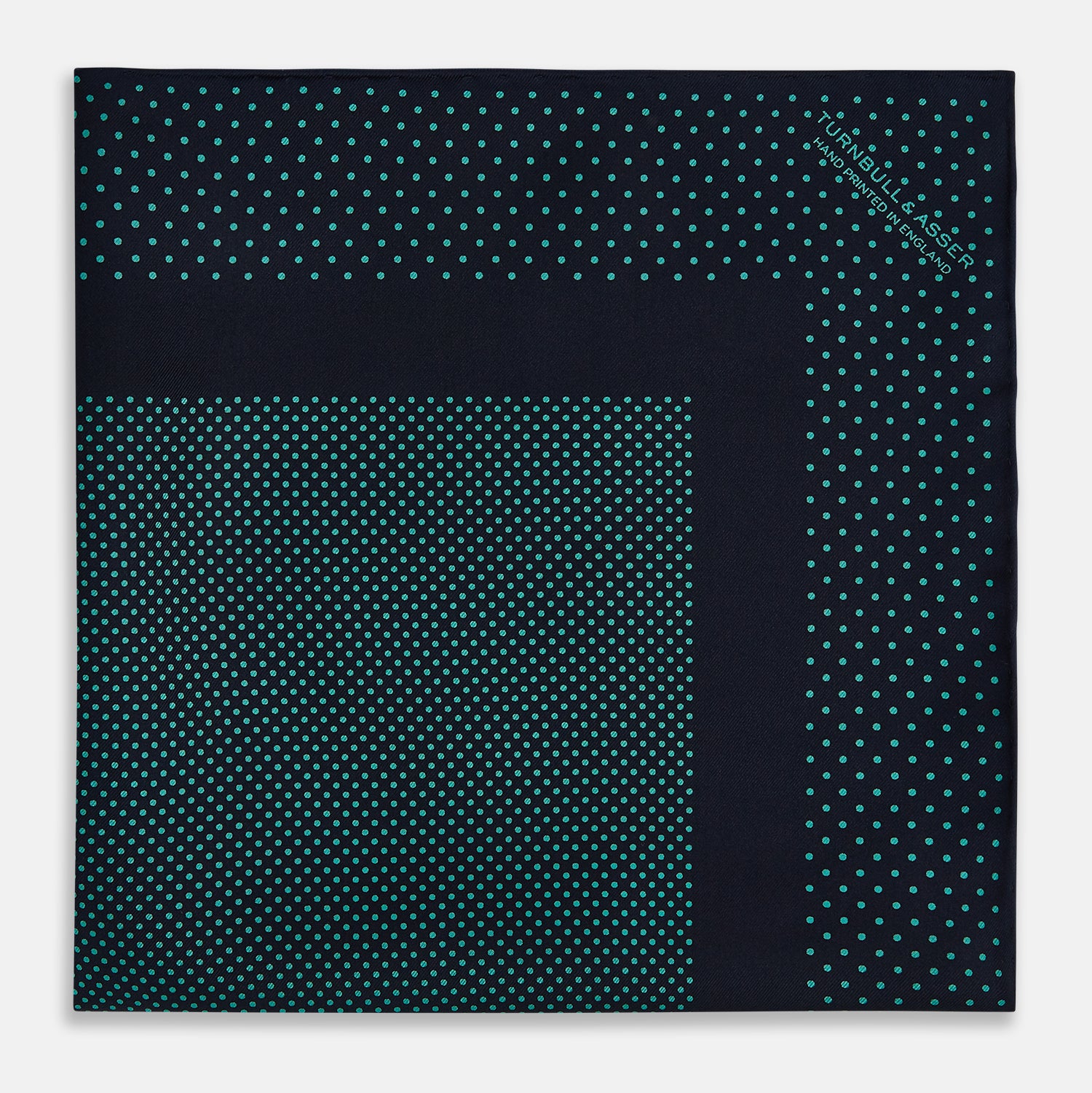 View 4 of product Navy and Petrol Green Dot Silk Pocket Square