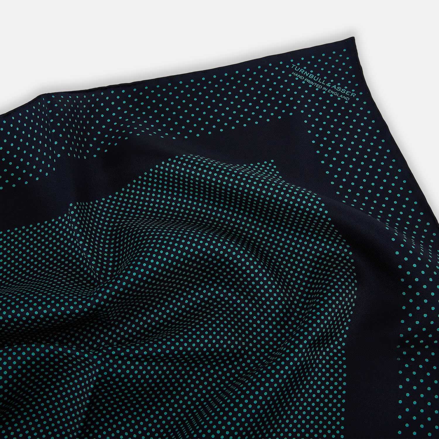 View 2 of product Navy and Petrol Green Dot Silk Pocket Square