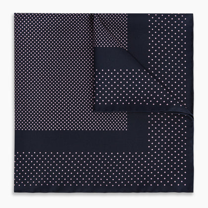 Navy and Lilac Dot Silk Pocket Square Image 4