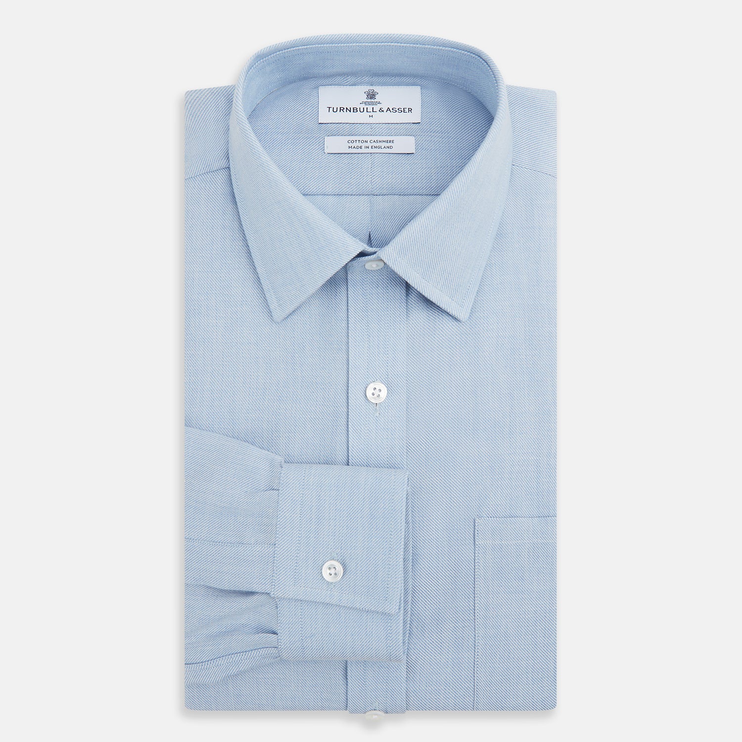 View 4 of product Pale Blue Cotton Cashmere Derby Collar Richmond Shirt